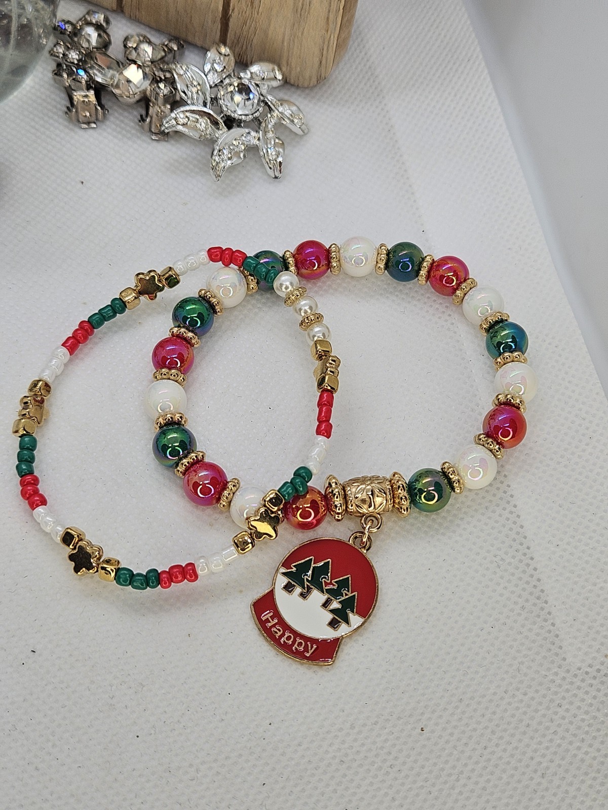 Joyful Christmas Colored Set Of 4 Bracelets Bundled For Xmas Gifts