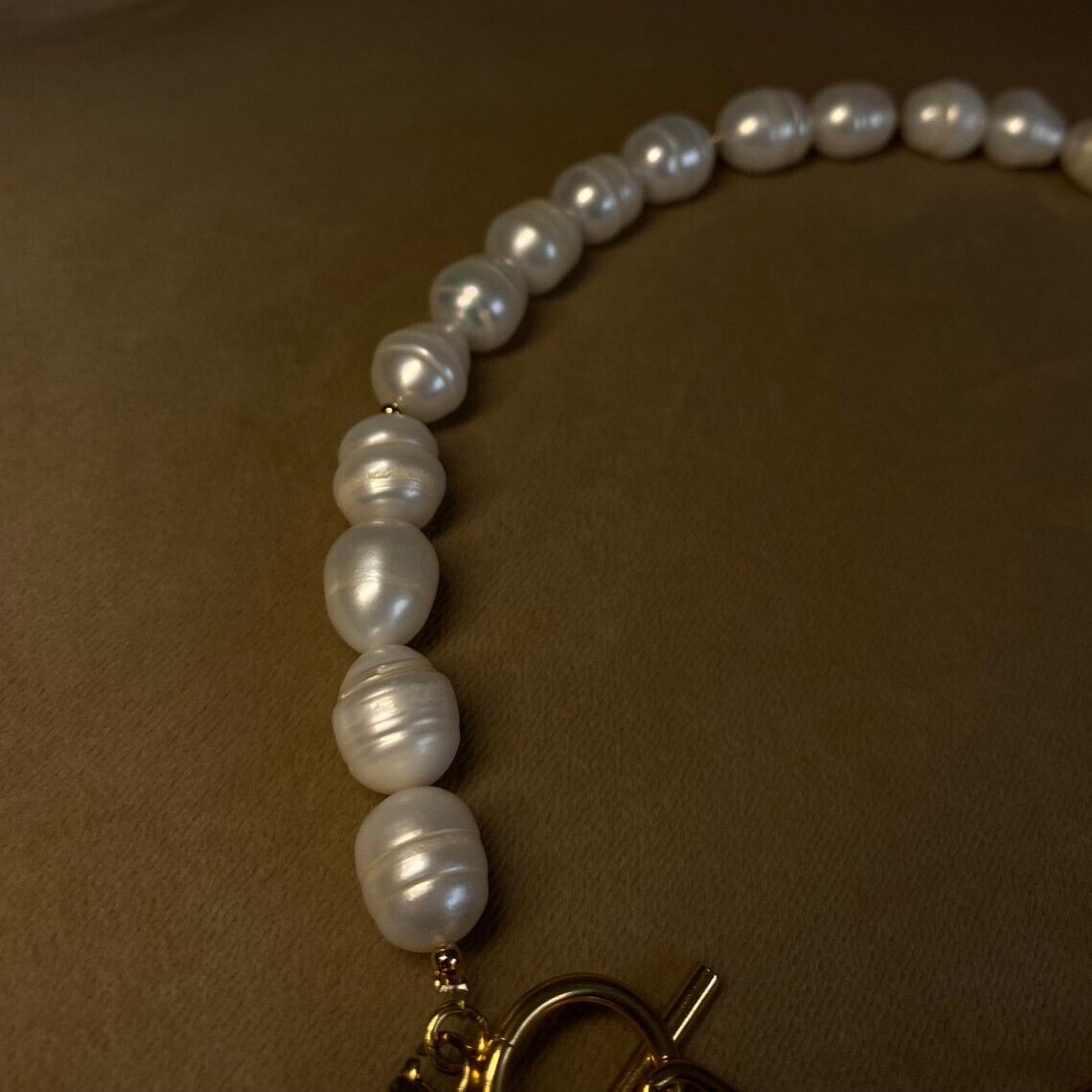 Half Baroque Pearl & Half Chain Necklace For Women