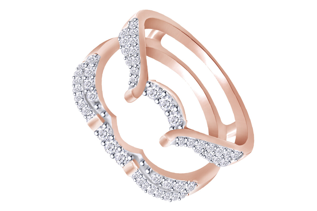 Enhancer Guard Wrap Ring Round Simulated Diamond 14K Rose Gold Plated Silver
