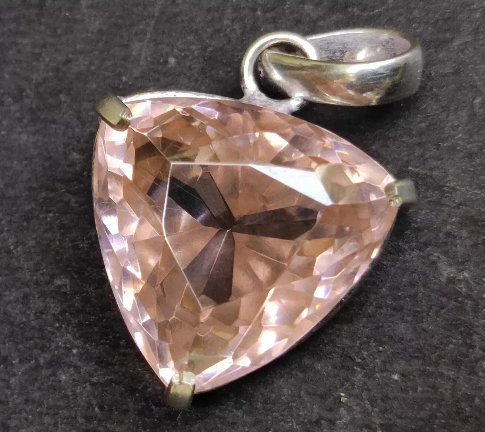 AA+ Natural Pink Zircon Pendant Solid Silver 71.40 Ct Trillion Cut Gemstone