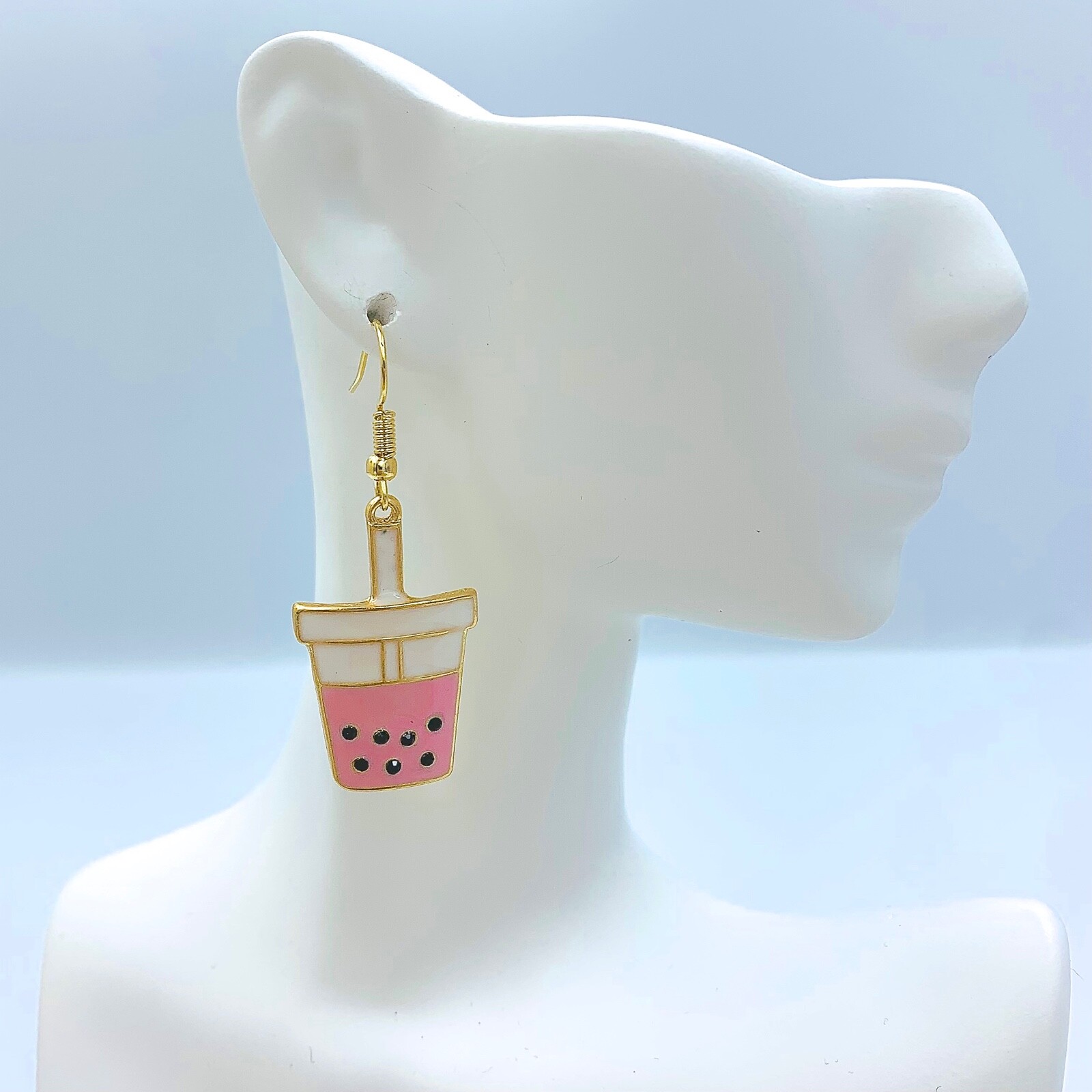 Boba Milk Tea Earrings in Chocolate or Strawberry (0.8x2in)