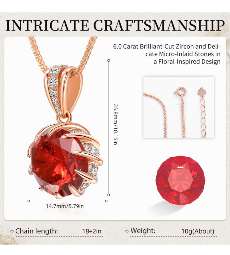 6.0Carat (12.0mm) Round Cubic Zirconia Pendant Necklace 41 Accent Diamond-Cut…