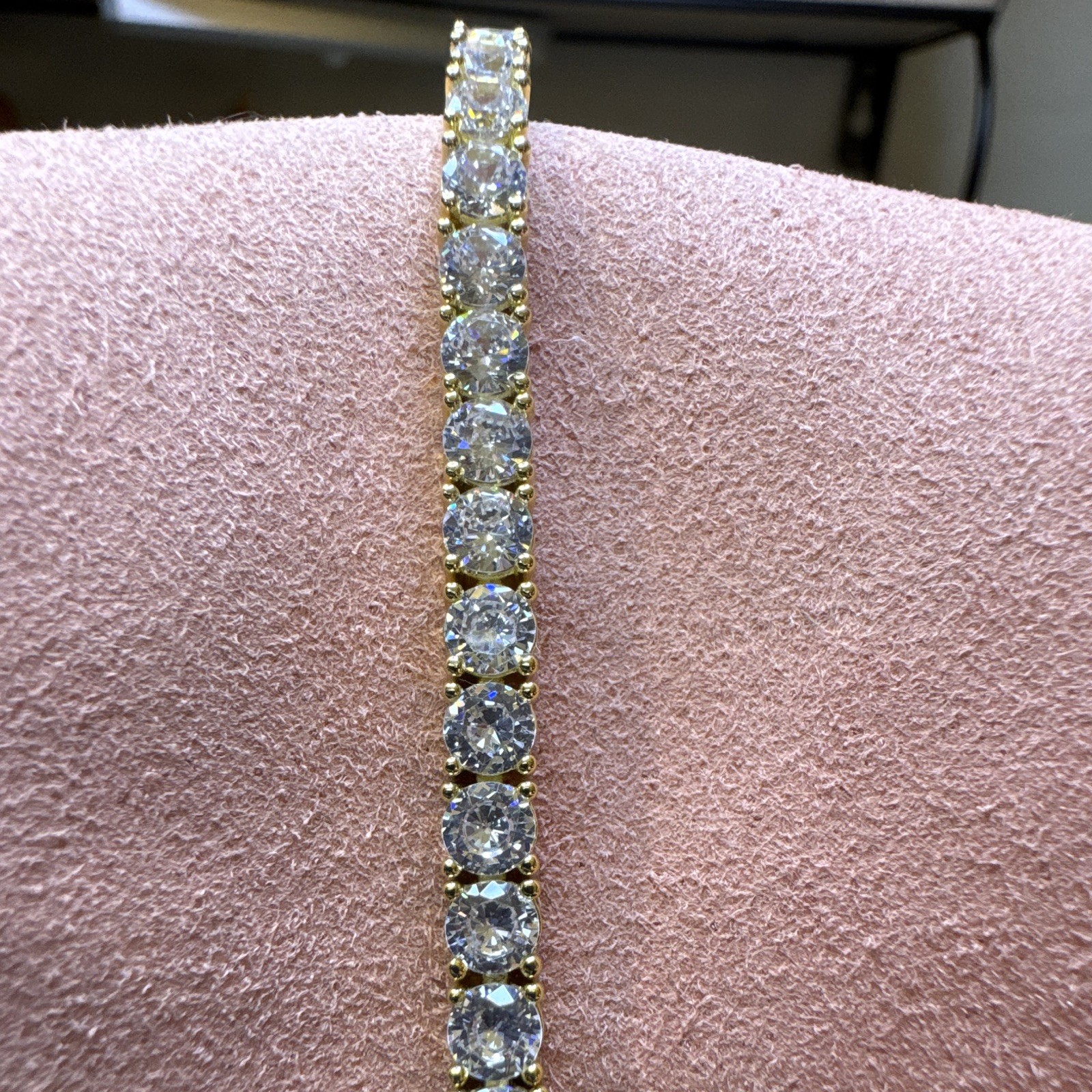 Tennis Bracelet Moissanite 14k Gold Filled, 8inch, 4mm, Box Clasp