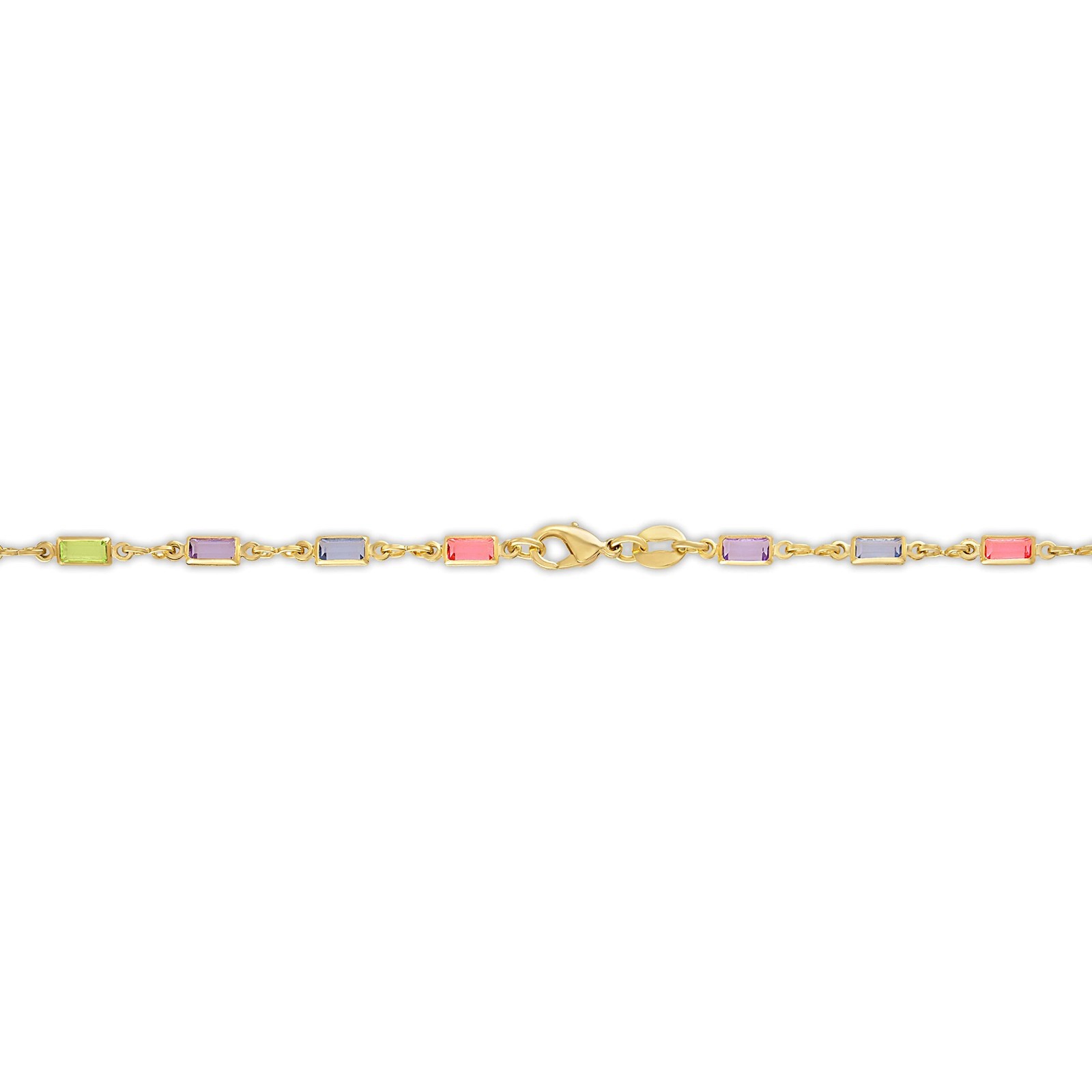 18K Gold Plated Multi-Stone Crystal Baguette Necklace for Women – Handmade in Br