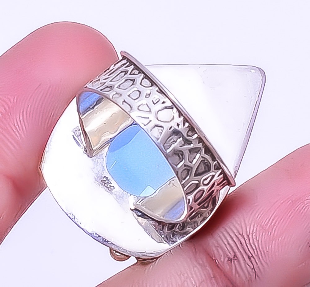Tanzanite Handmade Silver Plated Two Tone Gold Plated Ring s.9 T99 A3