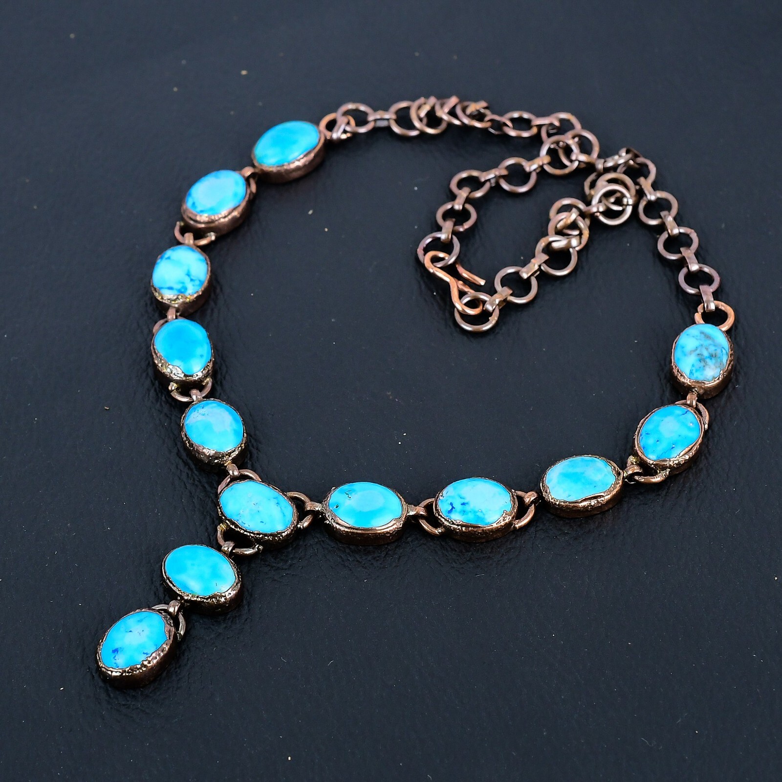 Turquoise Gemstone Copper Electroformed Jewelry Handmade Necklace For Love