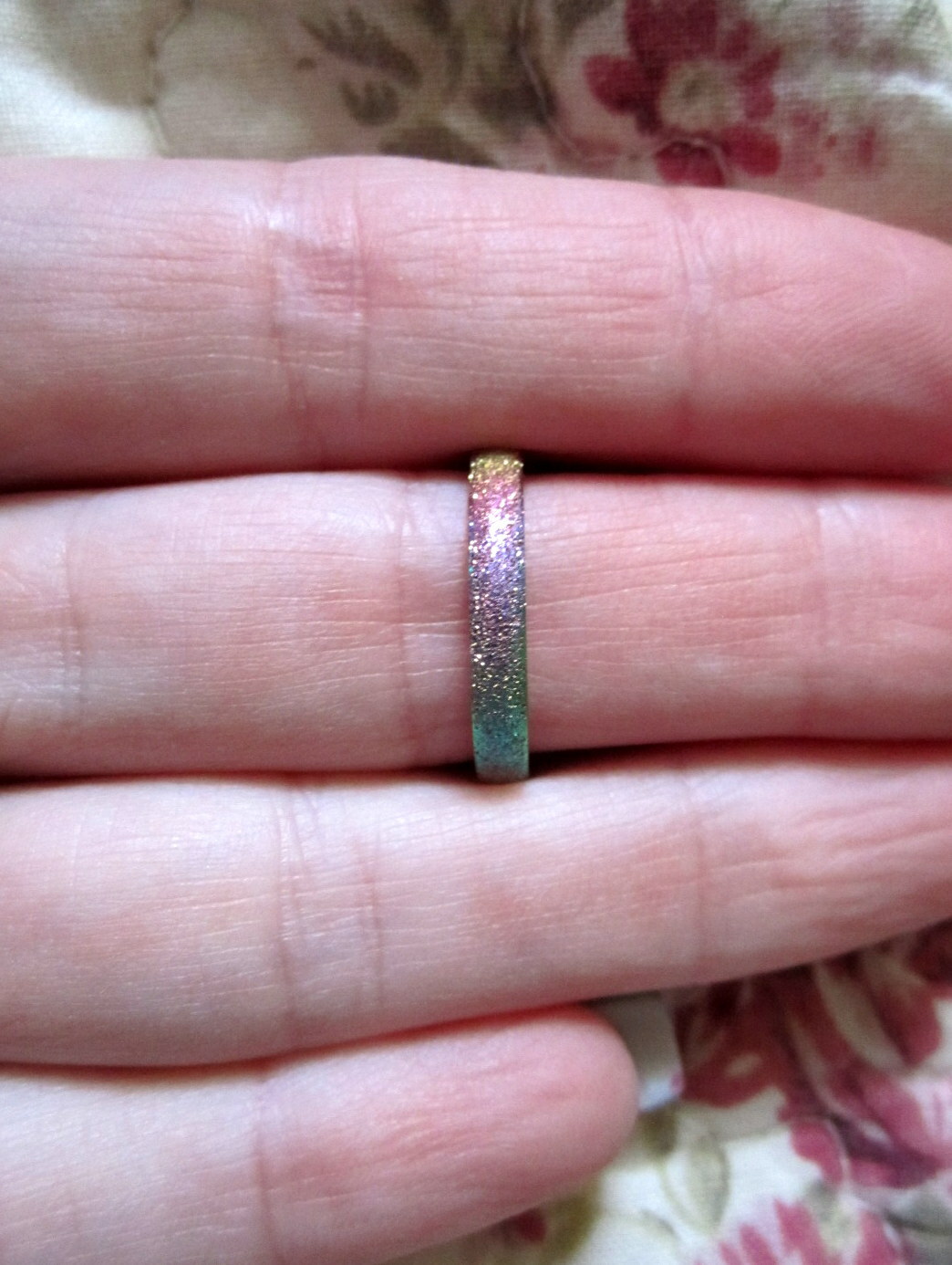 Rainbow Ring Thin Steel Band – Wedding Promise Engagement – SIZE OPTIONS
