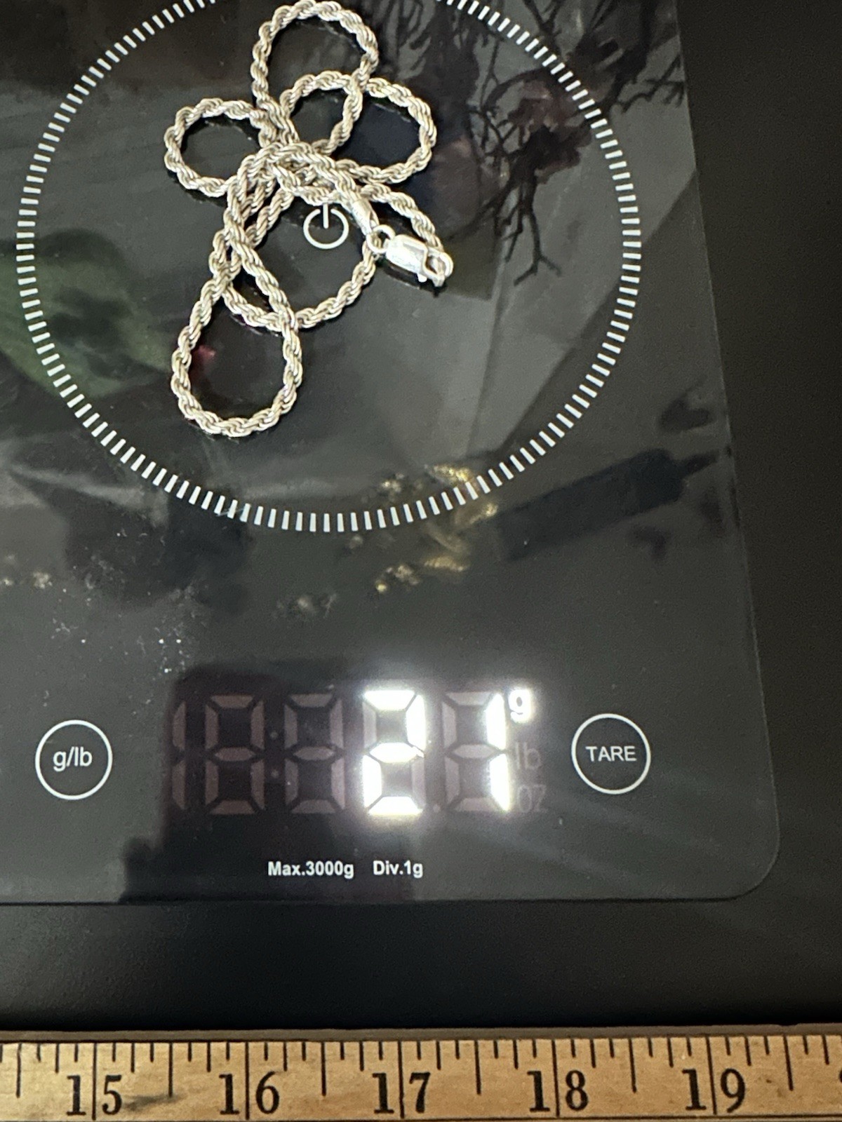 21g 925 Silver Rope Italy Chain Necklace, Lobster Clasp, 22 in, Signed