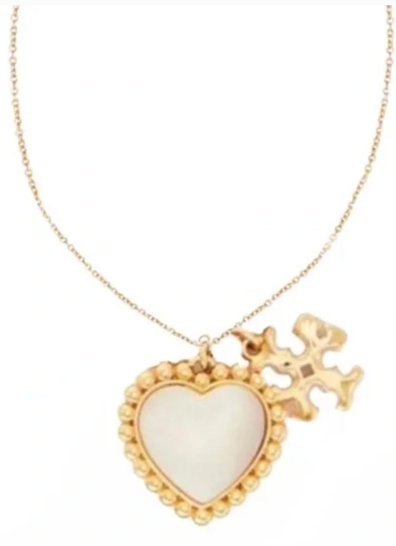 Tory Burch Pearl of Heart & Logo Necklace!