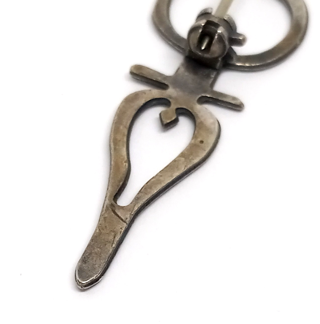 Vintage Silver Tone Scroll 3 Inch Clock Arm Brooch