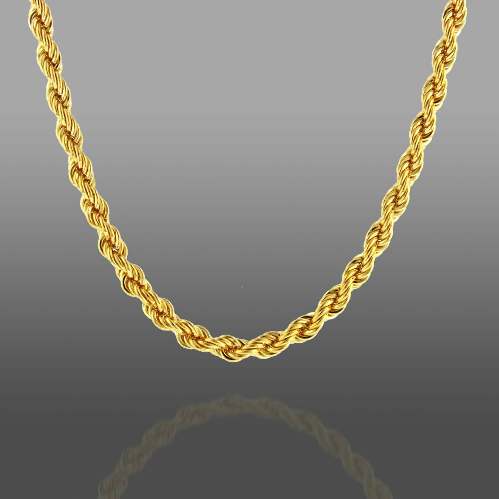 HEAVY 6MM THICK GOLD FILLED 18K Italy solid Rope necklace 24″ chain men women