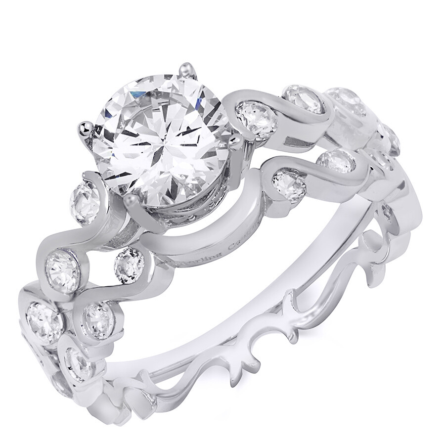 Womens Classic Round Cut 2.8 CT Bridal Engagement Ring Set Real Silver Size 5-9