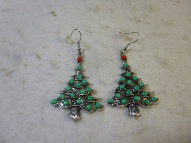 Cute Christmas Tree Southwestern Style French Hook Earrings