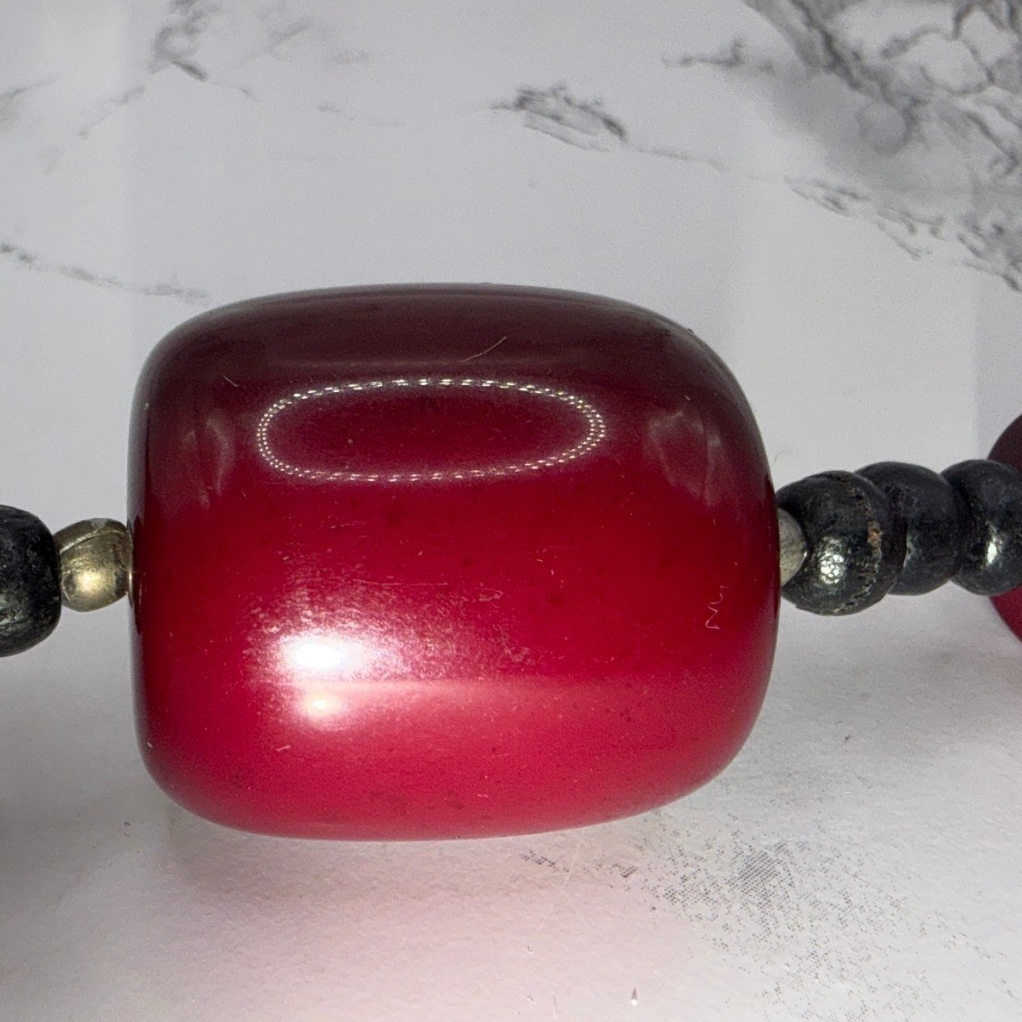 Chunky Burgundy Red Beaded Statement Necklace 24″ Large 27mm Bead