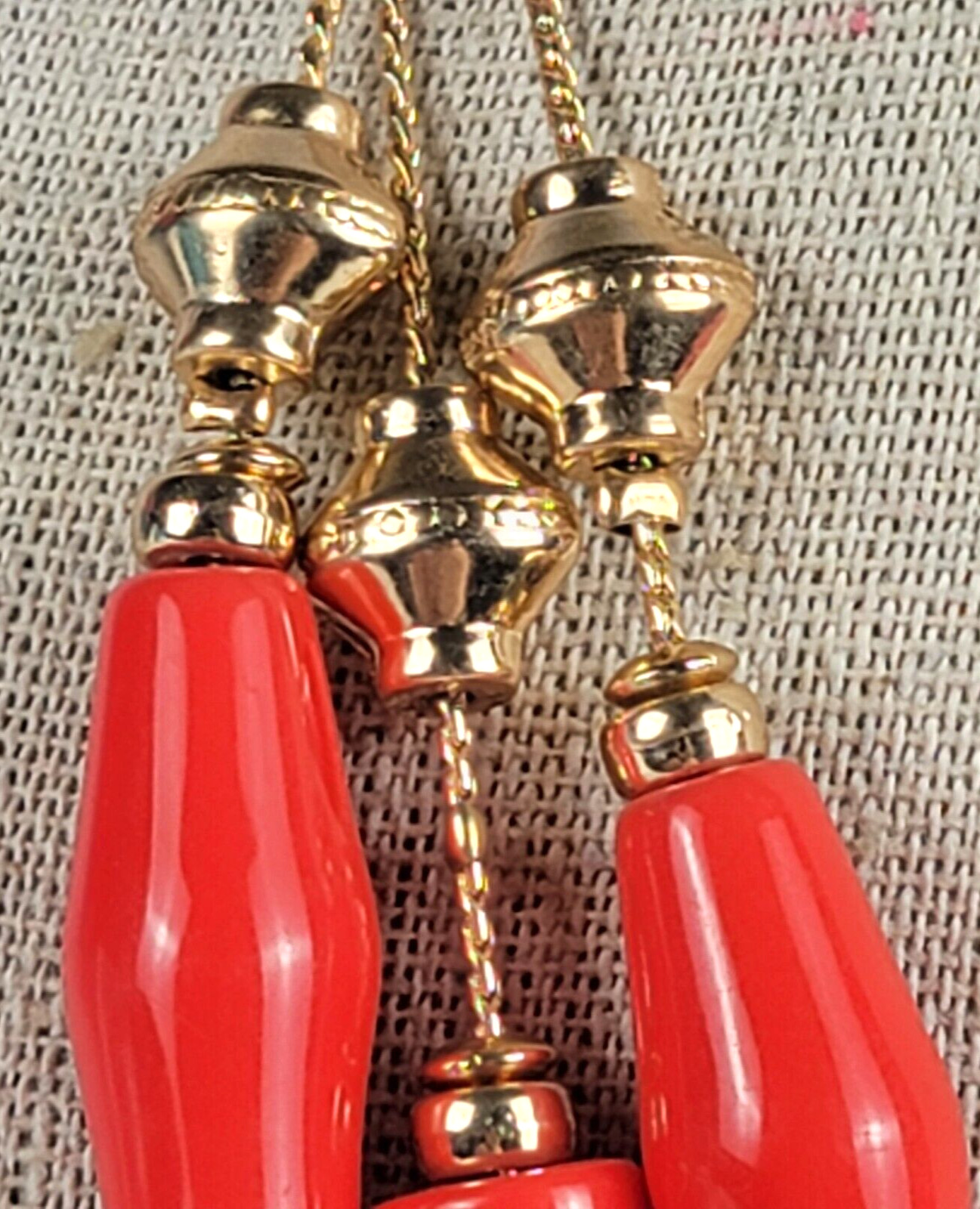 C1946 Double Row Orange And Gold Beaded Layered Necklace 20.5 Inch Lobster Clasp