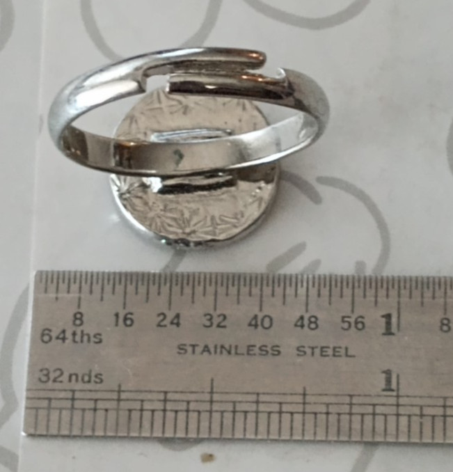 Peace Sign Mood Ring Vintage Size 6 Adjustable Glitter Silver Tone