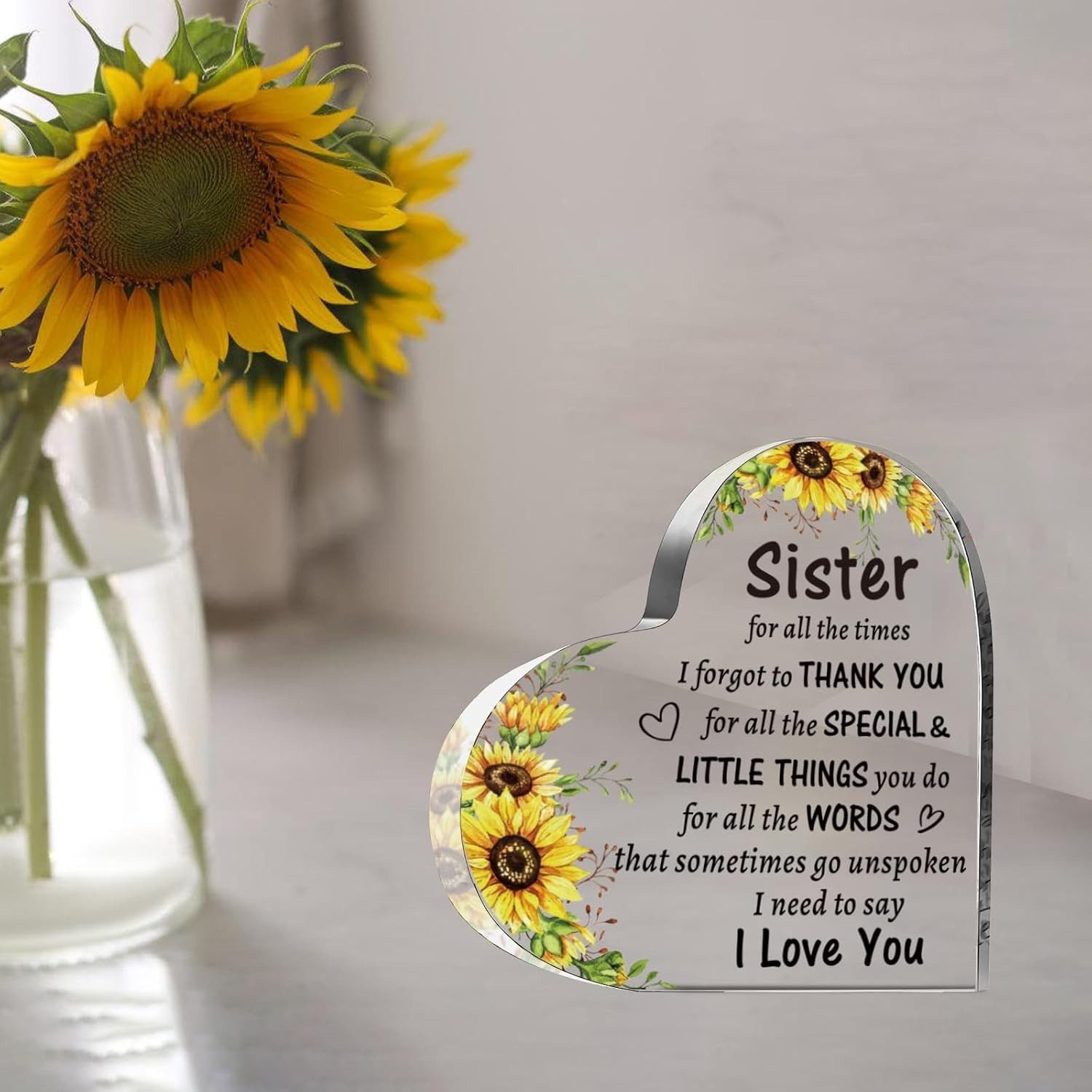 Beautiful Heart-Shaped Acrylic Sign – Cherished Gift for Sister’s Milestones