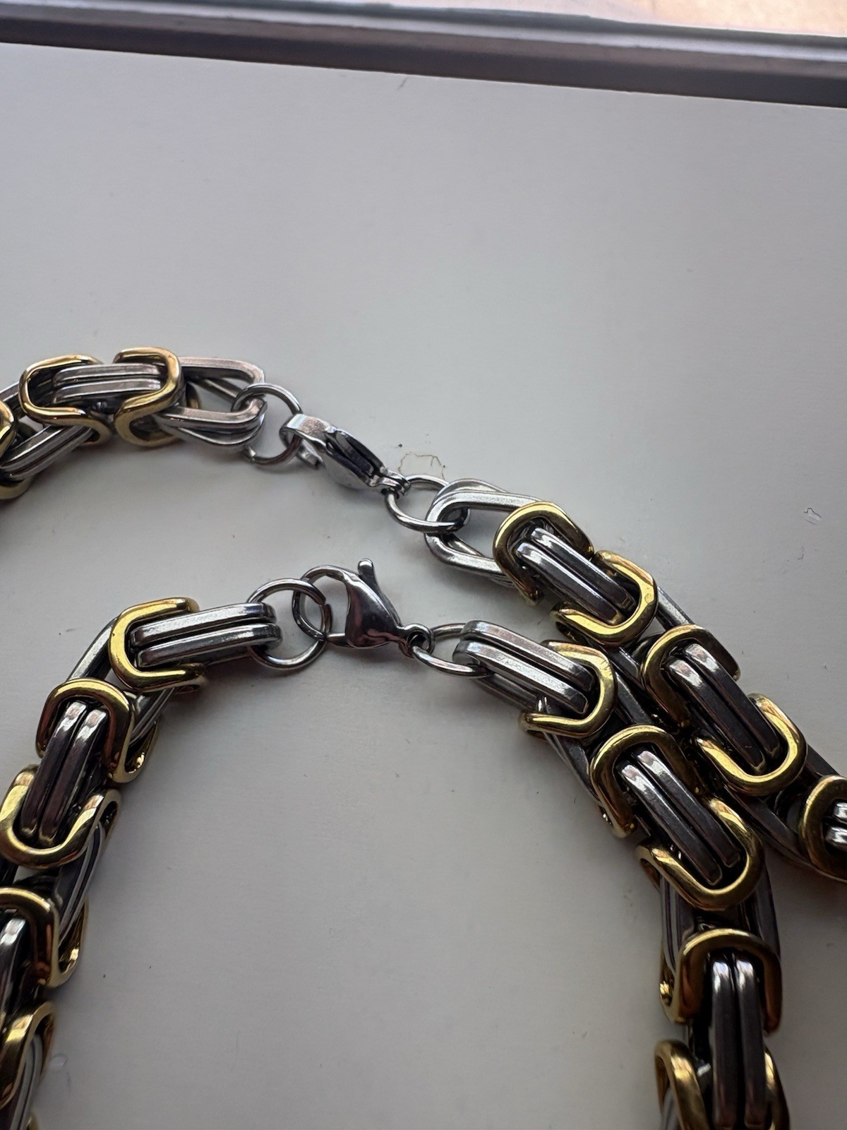 Men’s Necklace And Bracelet Set – 3 Pieces Gold/silver Color Links