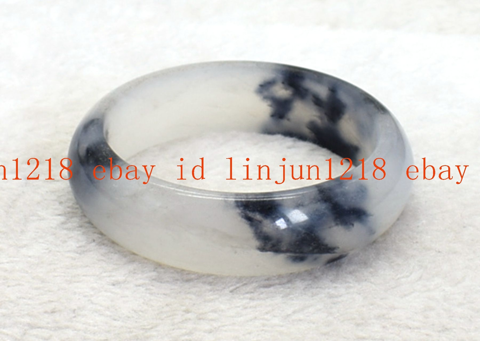 Natural White Black Jade Gemstone Bangle Bracelet 56-62mm Jewelry