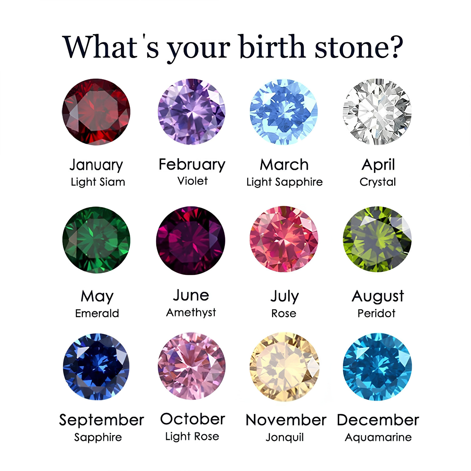 Birthstone Stud Earrings Stainless Steel Push Back CZ Women Girls Gift 12 Month