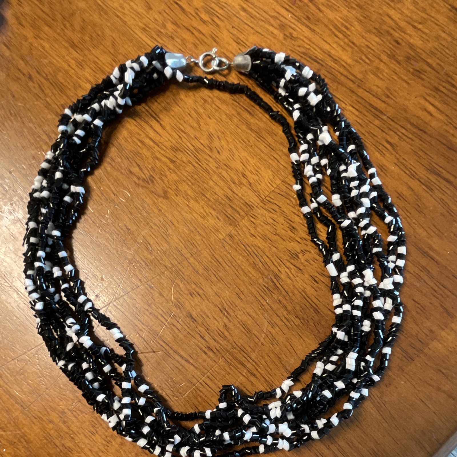 Vintage 1980’s Acrylic Lot of 6 Black & White Round Beaded Necklaces