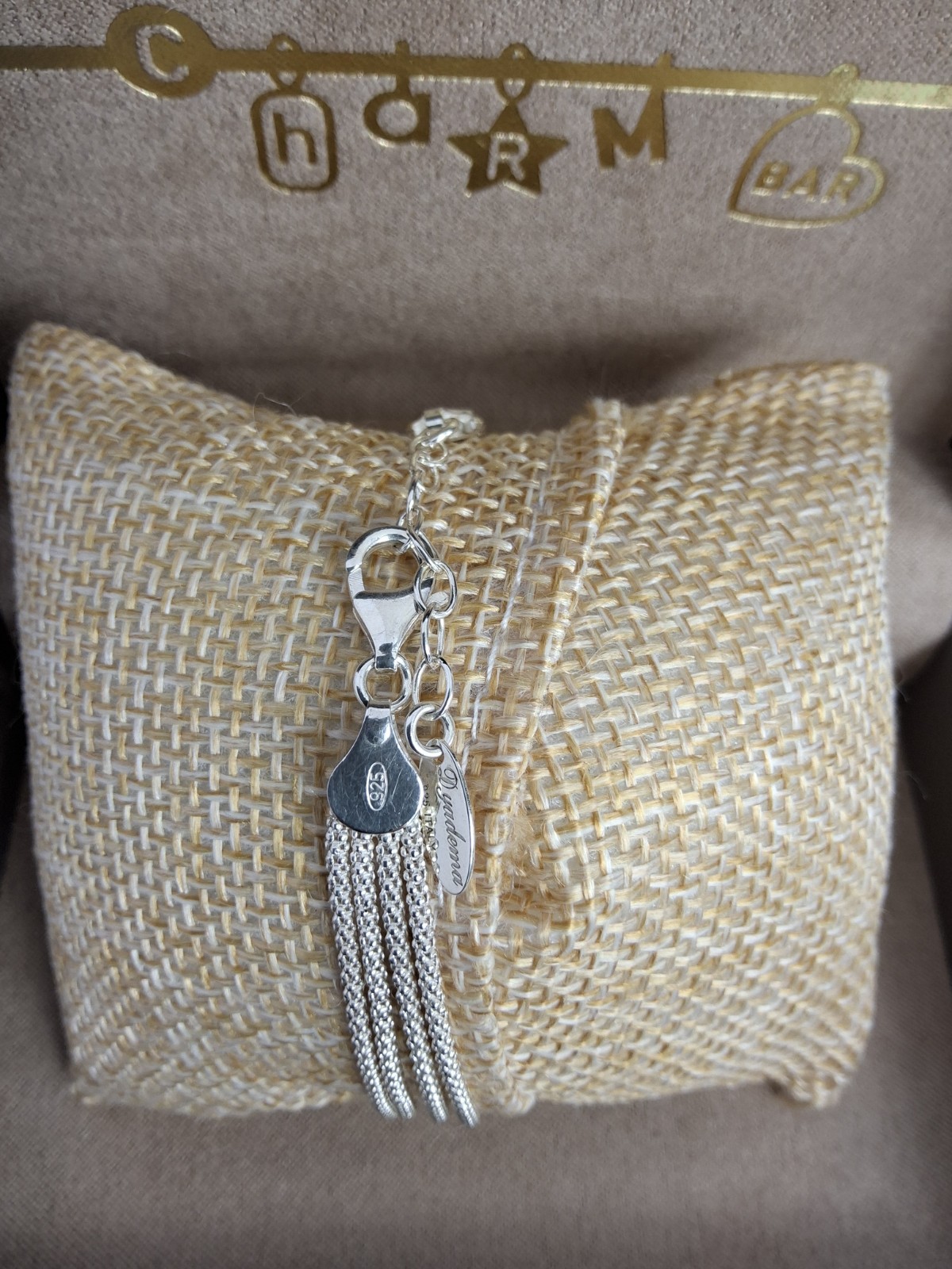Dyadema 925 Italy Sterling Silver Multi-Strand Mesh Knot Bracelet, Signed