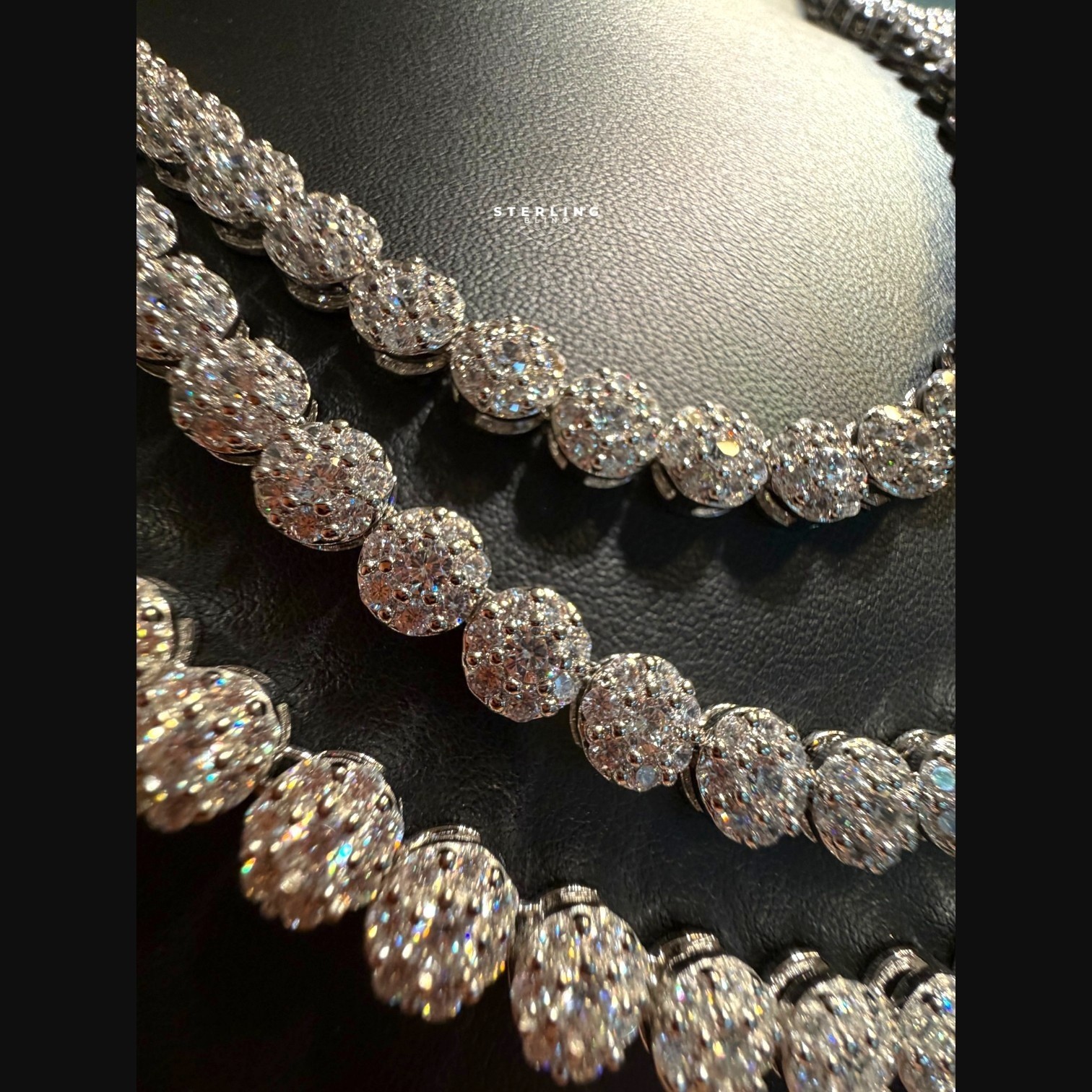 7mm CZ Flower Cluster Tennis Honeycomb Necklace 14K Gold Plated Gold Silver