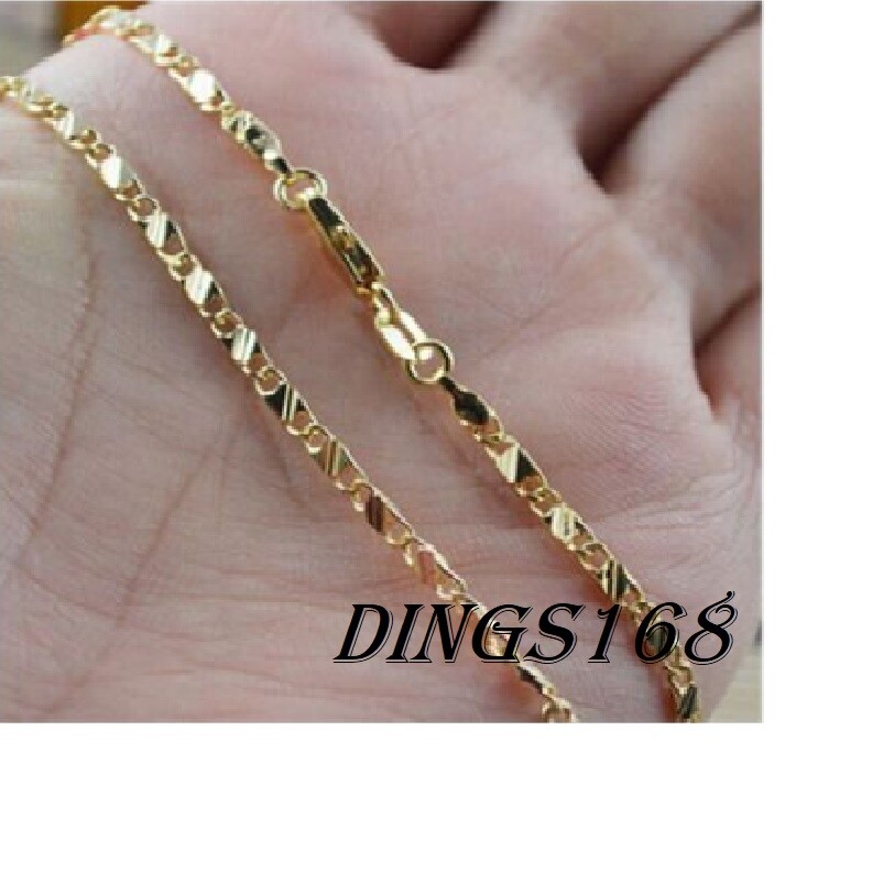 Men & Women’s 18K Gold Filled 2.2mm Flat Necklace Chain 16/18/20/22/24/26/28/30″