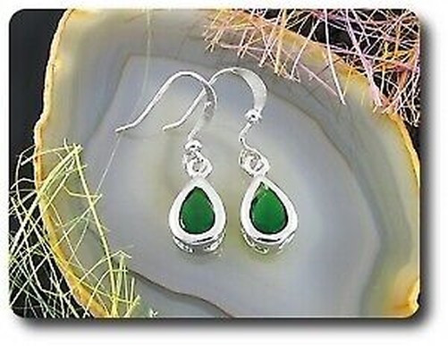 Earrings Emerald 0 3/32×0 9/32in Gold Plated White 18, K