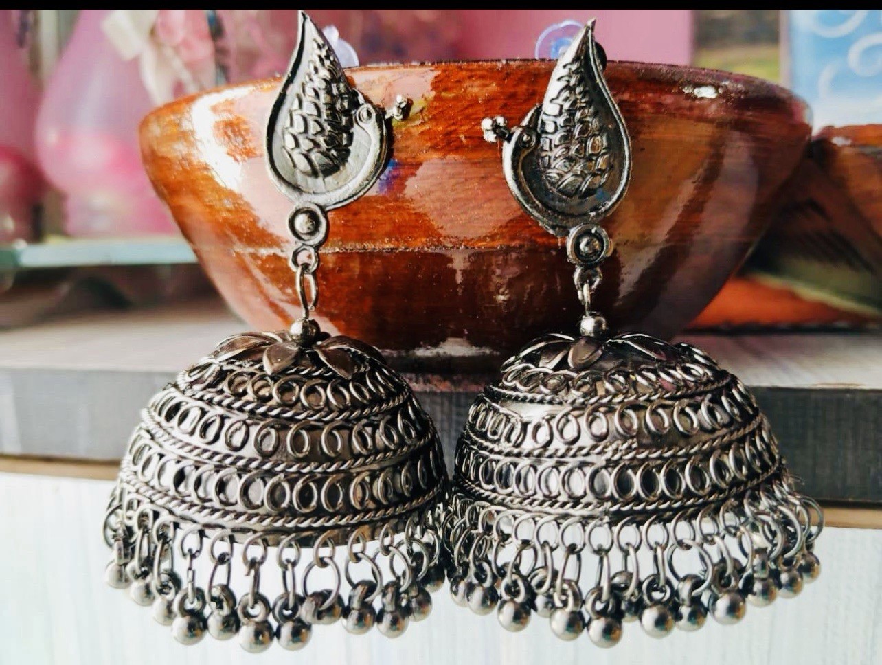 Oxidized Vintage Style Women Earrings Traditional Jhumka Earrings For Women