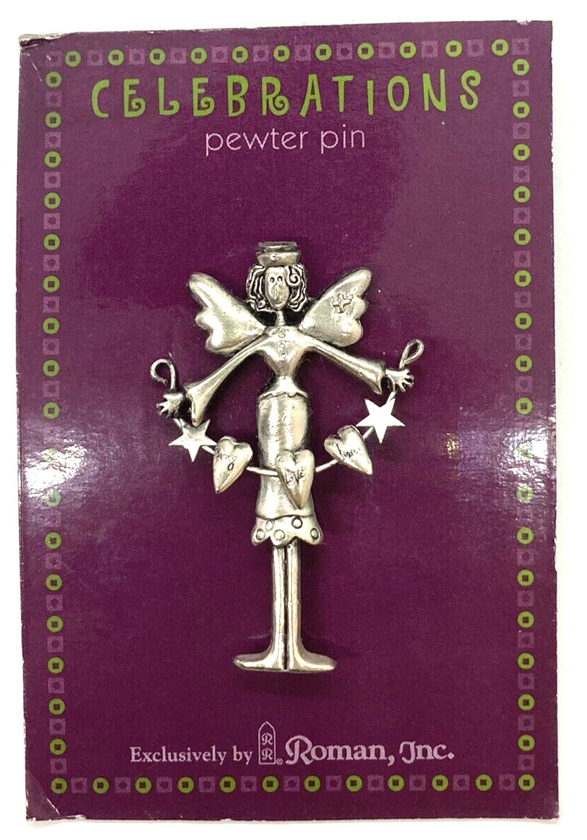 NEW Angel Fairy Nurse Metal Brooch Roman, Inc Celebrations Pewter Lapel Pin Tack