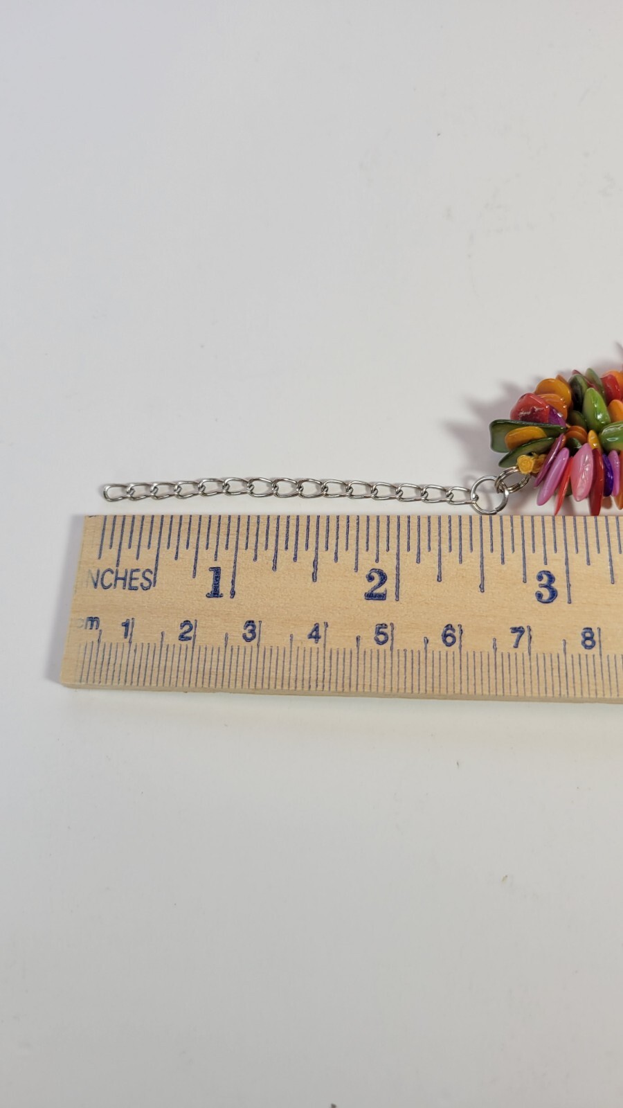 Rainbow Beaded Chunky Chip Necklace 18 inch, 2.5 inch extender.