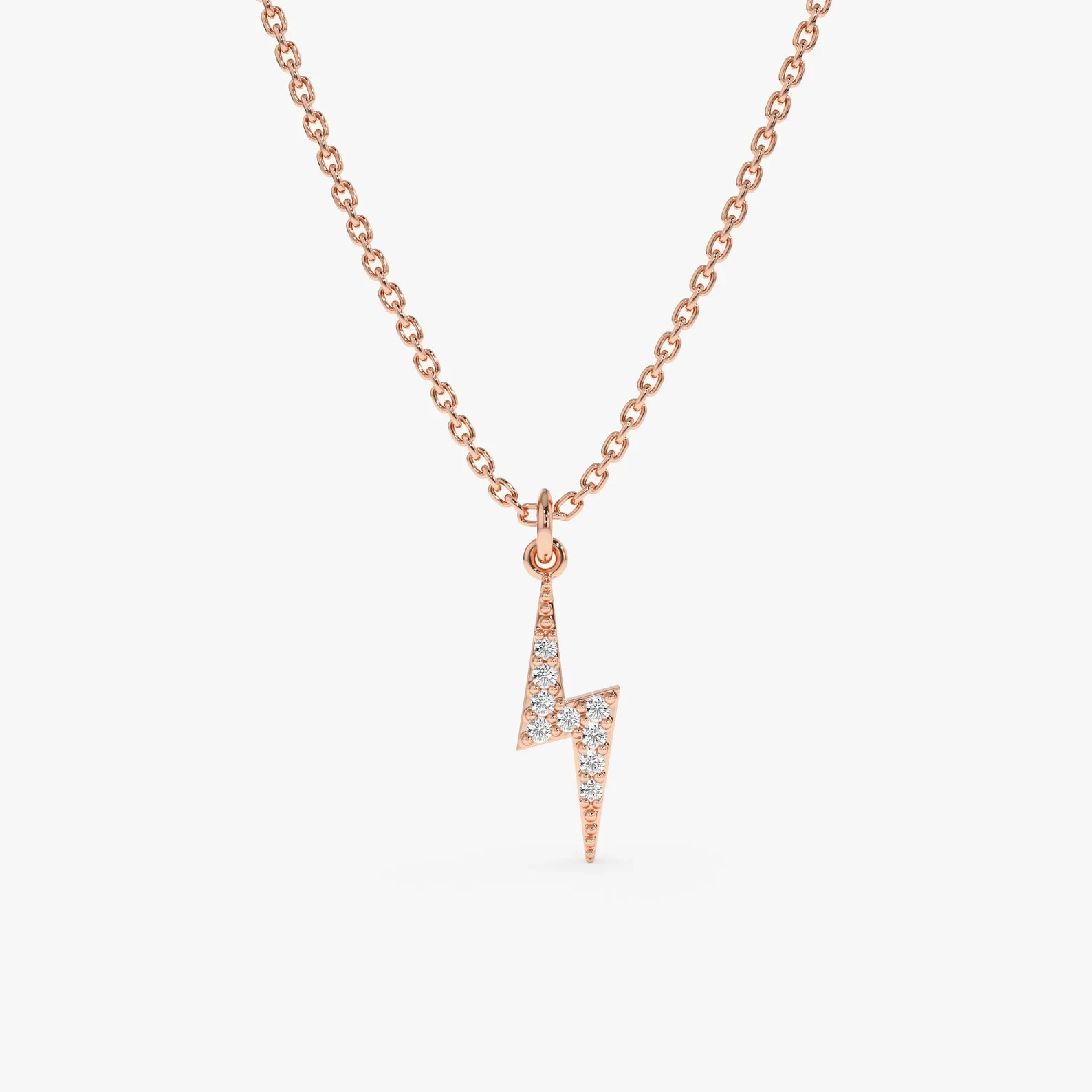 Lab Grown 1.00 Ct Round EF VS Diamond Lightning Bolt Necklace in 14K Solid Gold
