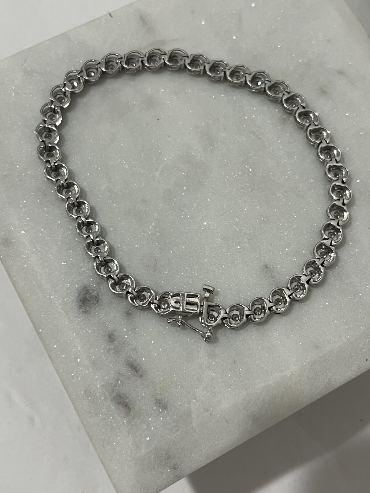 Round Brilliant 1.00 ct Natural Diamond Tennis Bracelet in Sterling Silver
