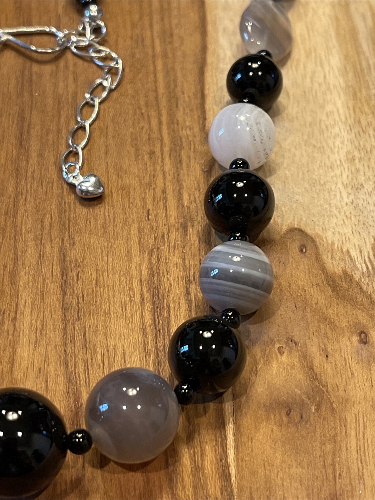 Designer Stunning Mixed blacks whites Beaded Agate necklace