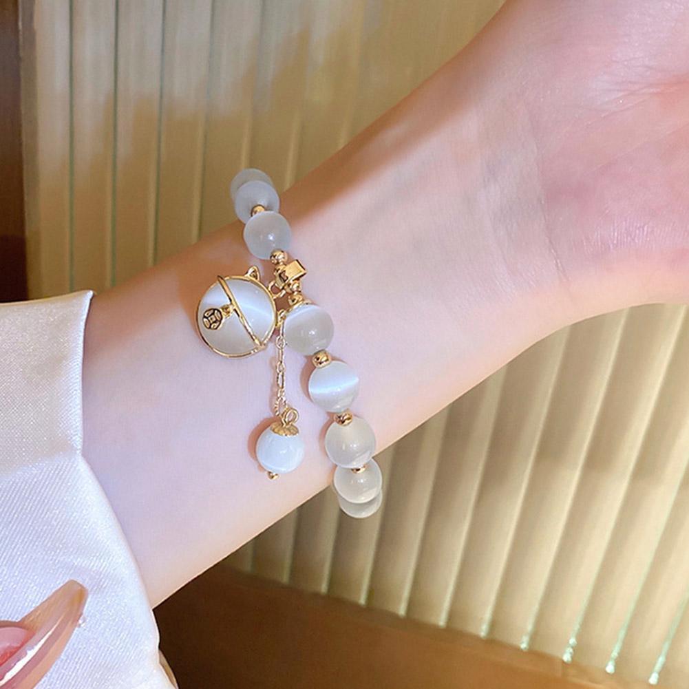 5Pcs Lucky Moonstone Beads Cat Bracelet Attracting Wealth Women Jewelry Gift US