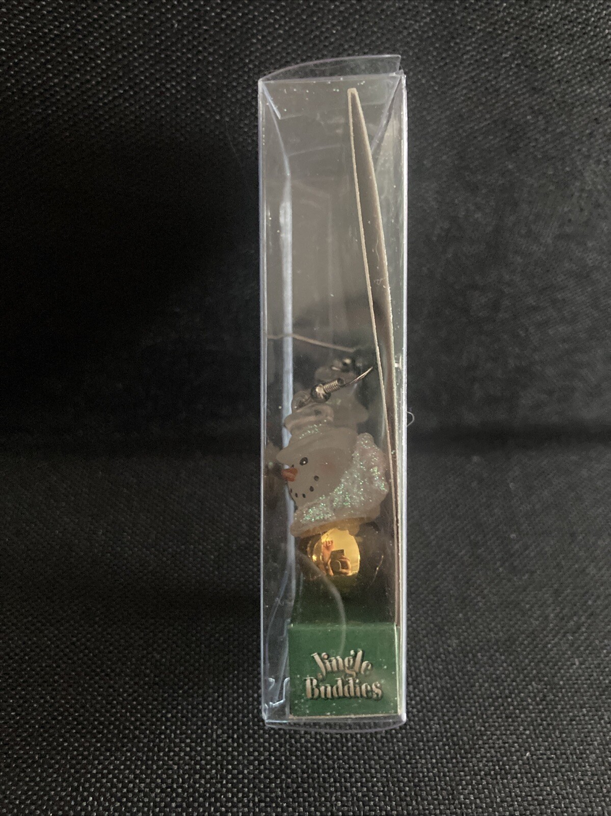Roman Inc Jingle Buddies Snowman Earrings Dangle Gold Bell Frosted Glitter