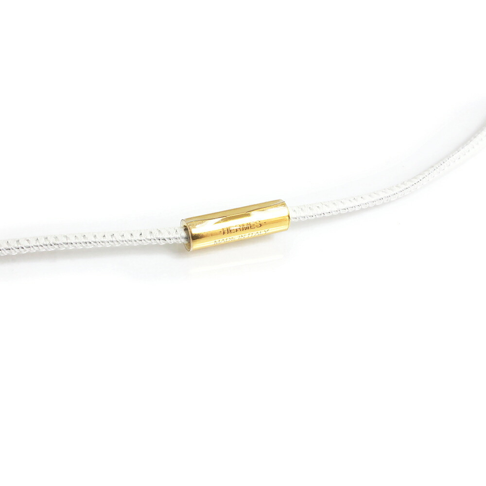 Hermes DELLA CAVALLERIA Loop Grand Vaux Swift Blanc White Pendant Necklace
