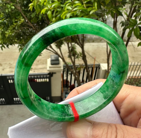 Natural Grade AAA Ice Green Burmese Jade jadeite bracelet bangle Women 56MM
