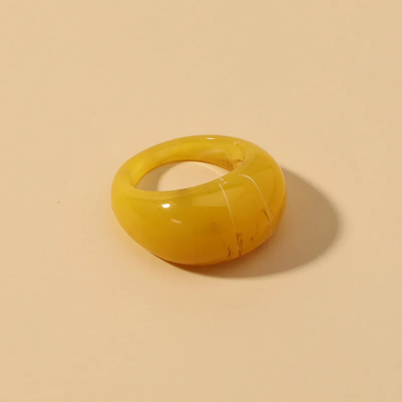 Transparent Acrylic Geometric Ring Round Resin Band Lightweight Jewelry