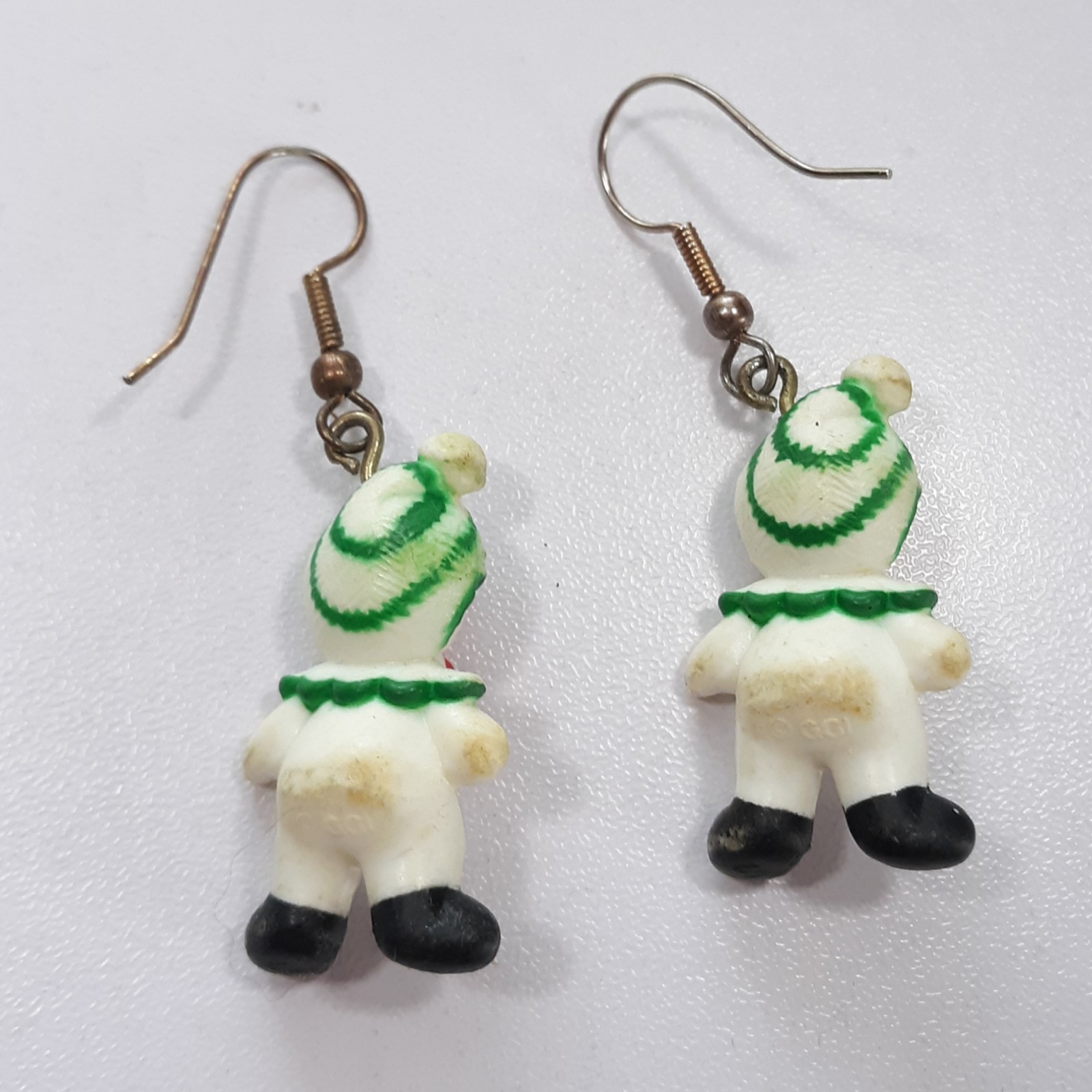 Christmas Snowman Earring Set Green White Acrylic Dangle Hook Pierced Earrings