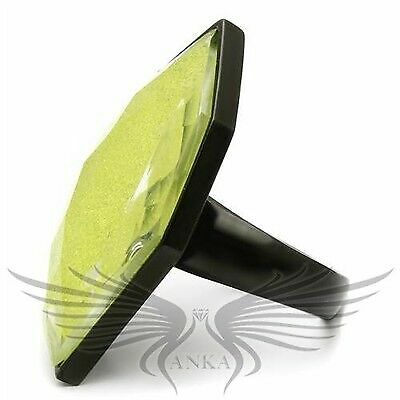 Apple Yellow Synthetic Stone Black Ion Plated Ip Fashion Ring Vl001