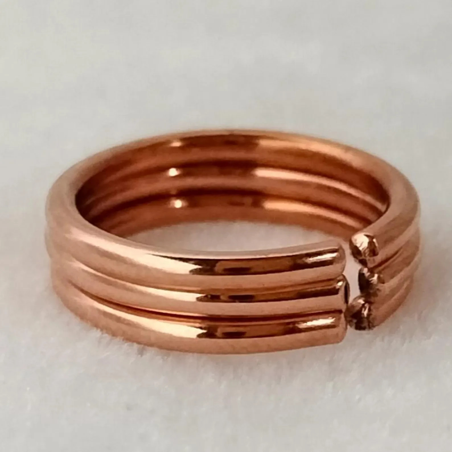 3 Pc Set Solid Pure Copper Minimalist Healing Ring, Handmade, Unisex, Plain