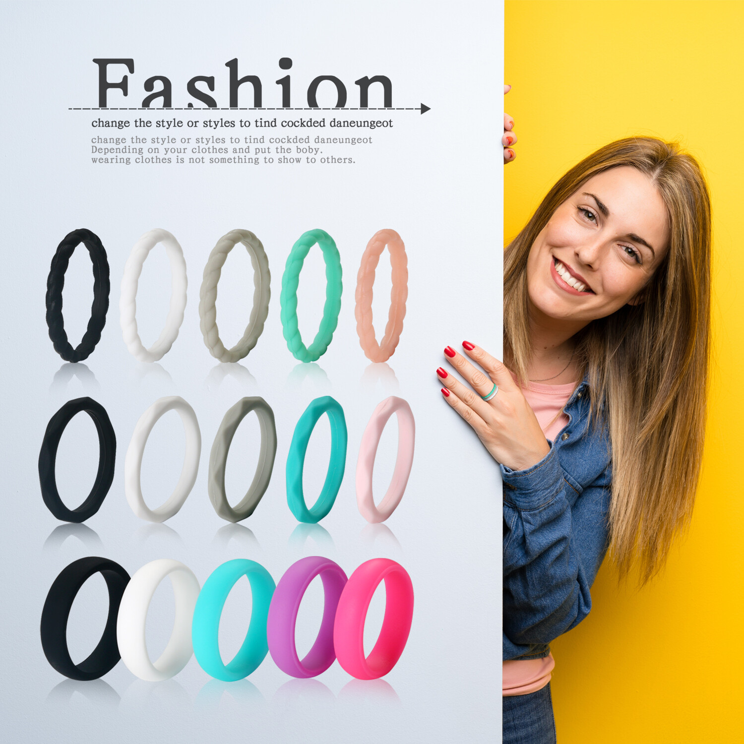 15pcs Silicone Wedding Ring for Women Thin Stackable Rubber Sports Bands #4-10