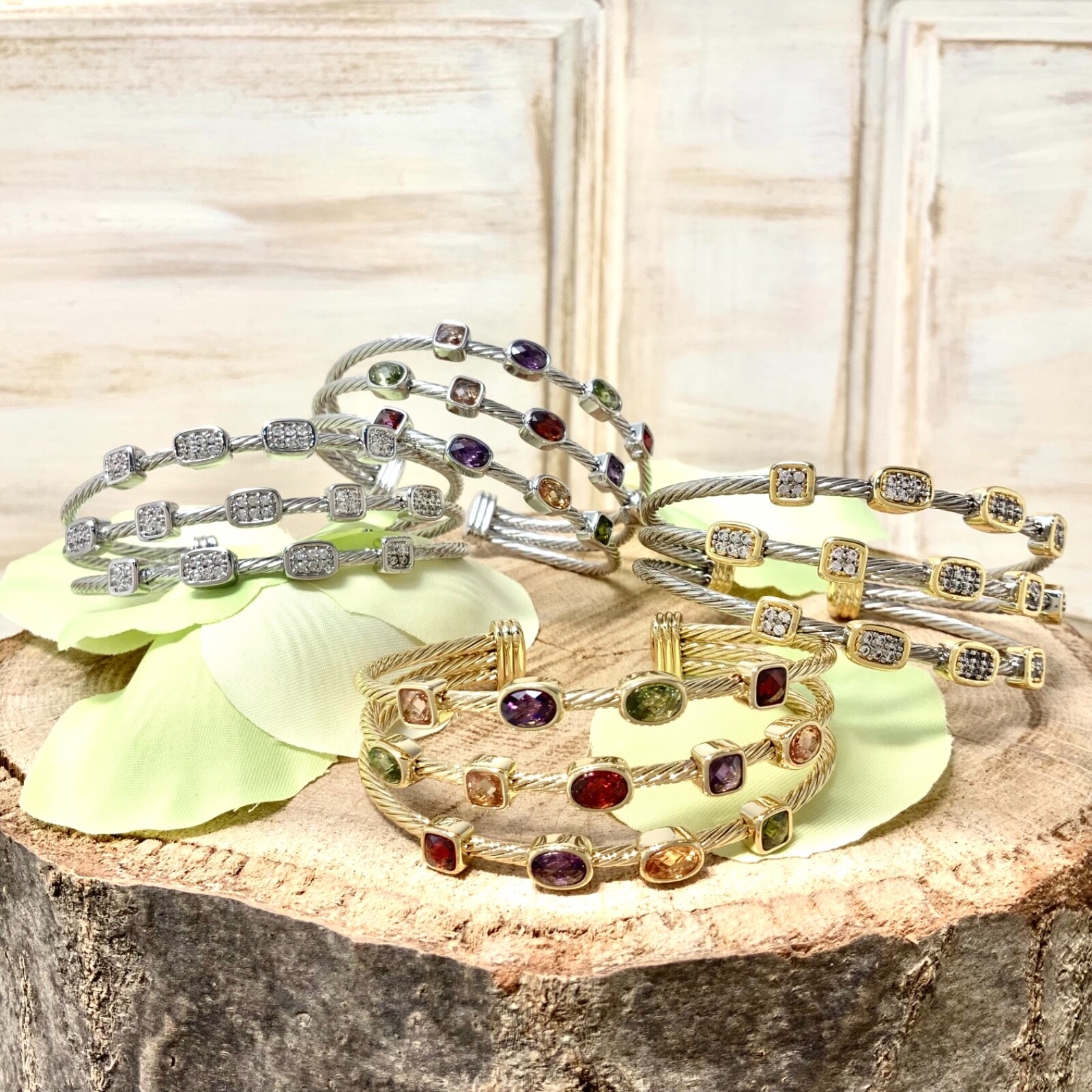 Triple 3mm cable cuff bracelet gold Plated stunning trendy hot must have items