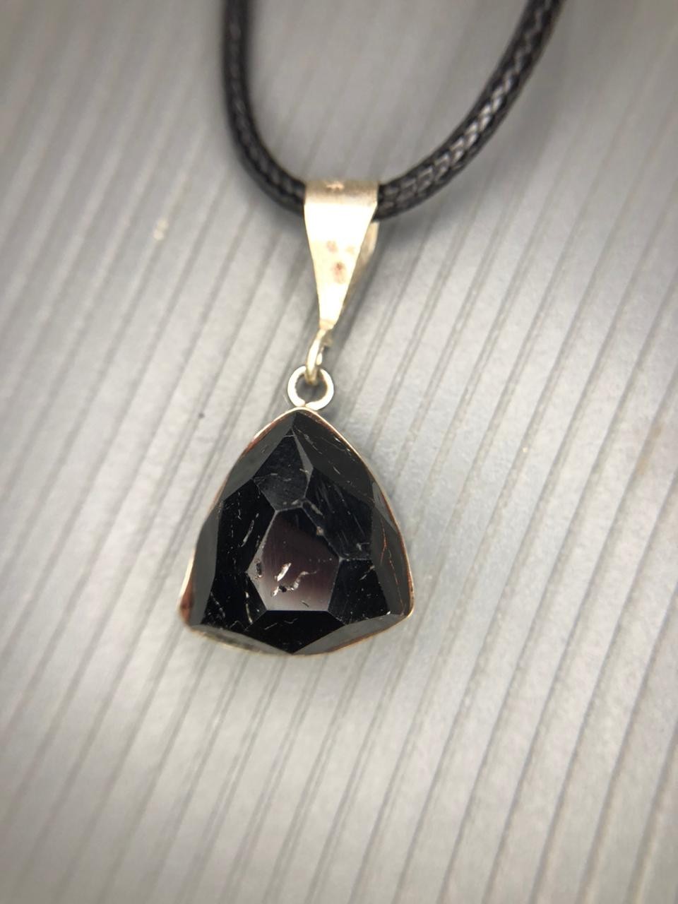 Natural Black Tourmaline Rose Cut Pendant Handmade Gemstone from Afghanistan