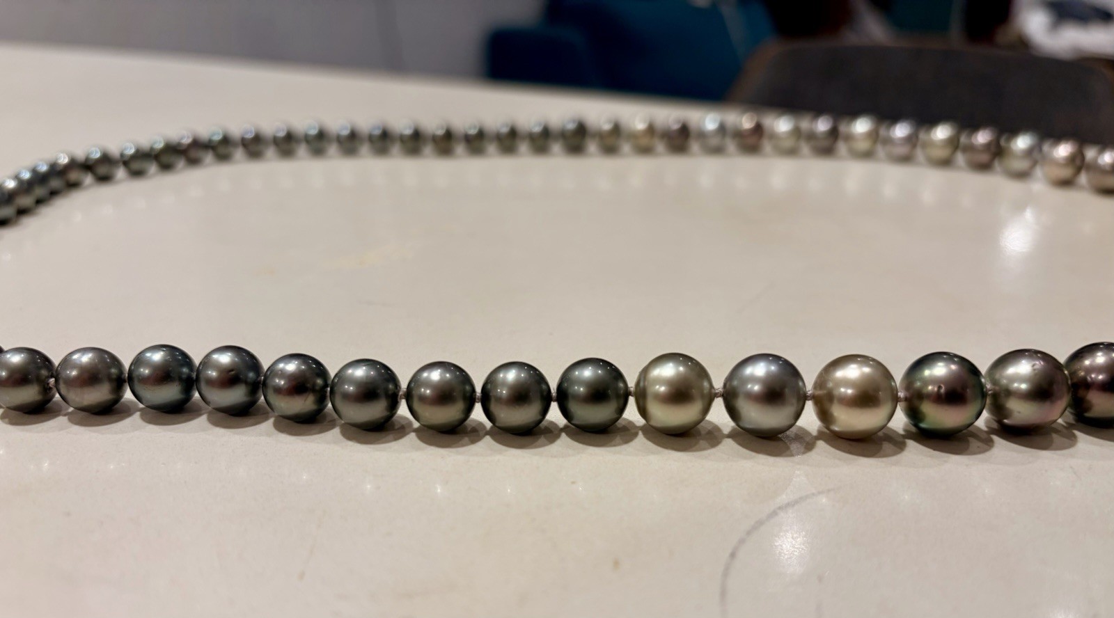 Rare Tahitan Pearl Necklace. 17.25 Inches Long. Pearls Taper From 9.1- 15.7mm