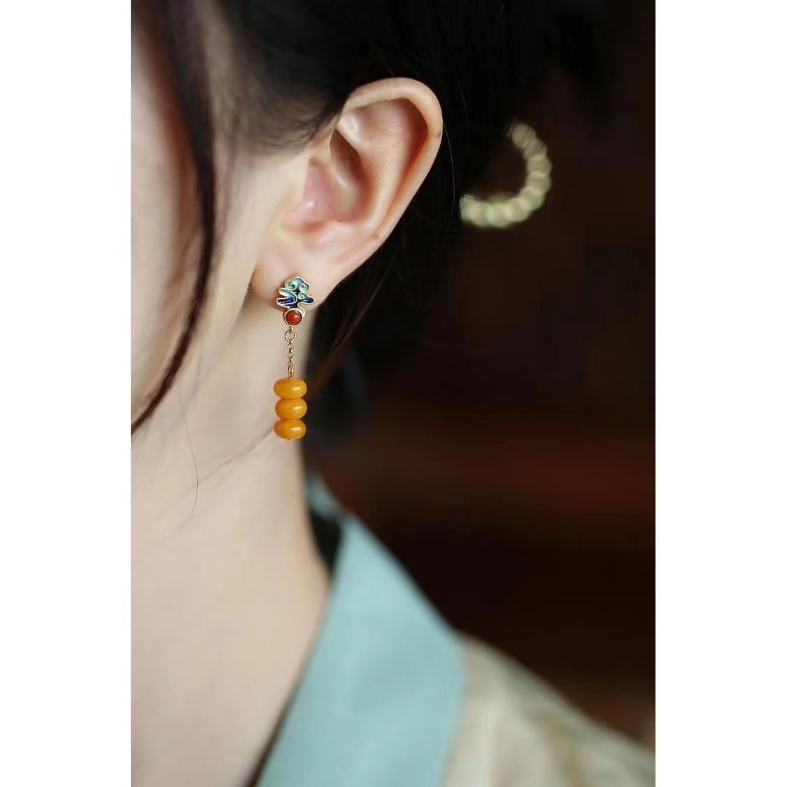 New Resin Cloud Earrings Enamel Tassel Drop Dangle Chinese