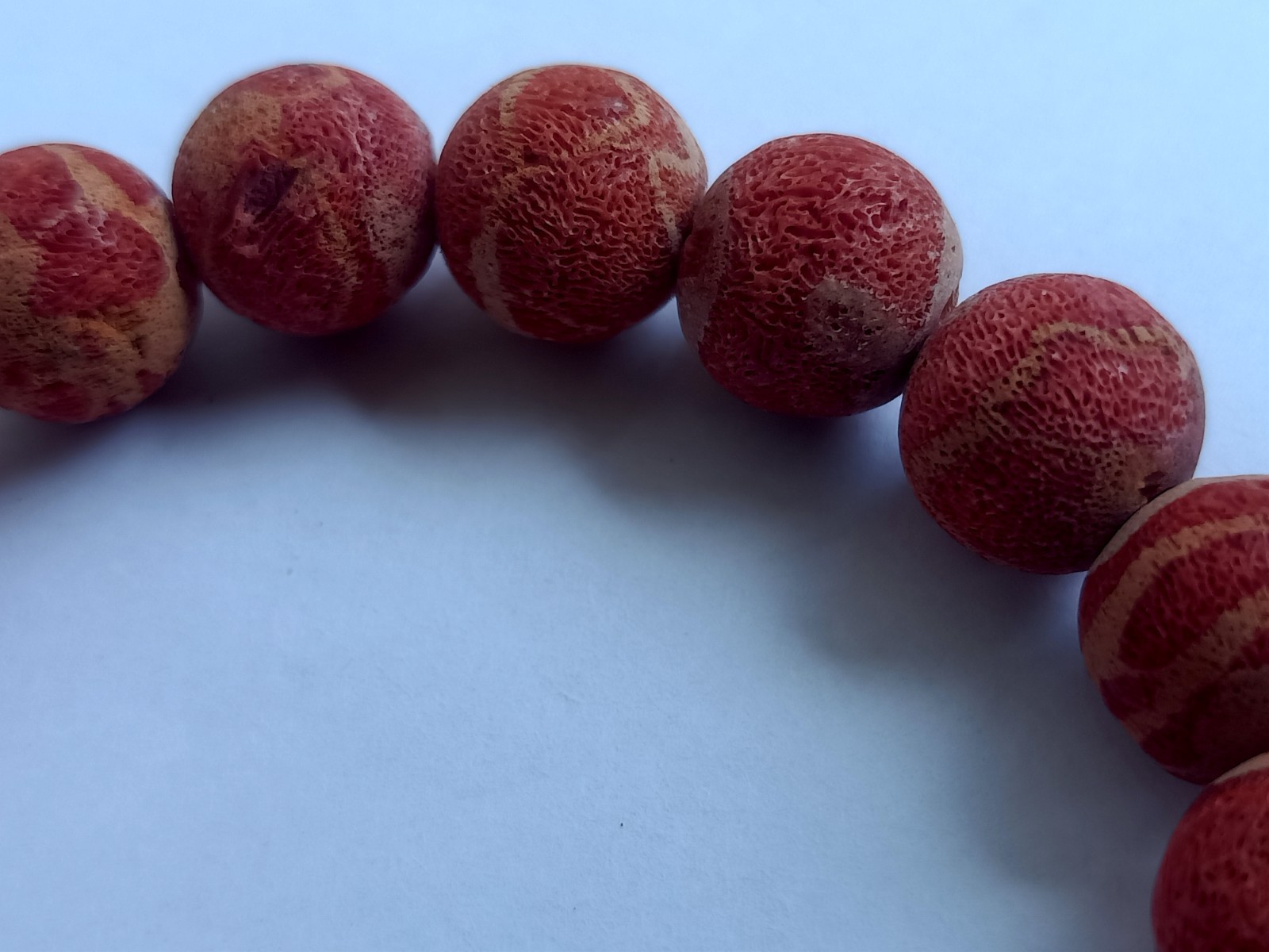 12mm Natural No Treatment Sponge Red Coral Round Stretch Beads Bracelet
