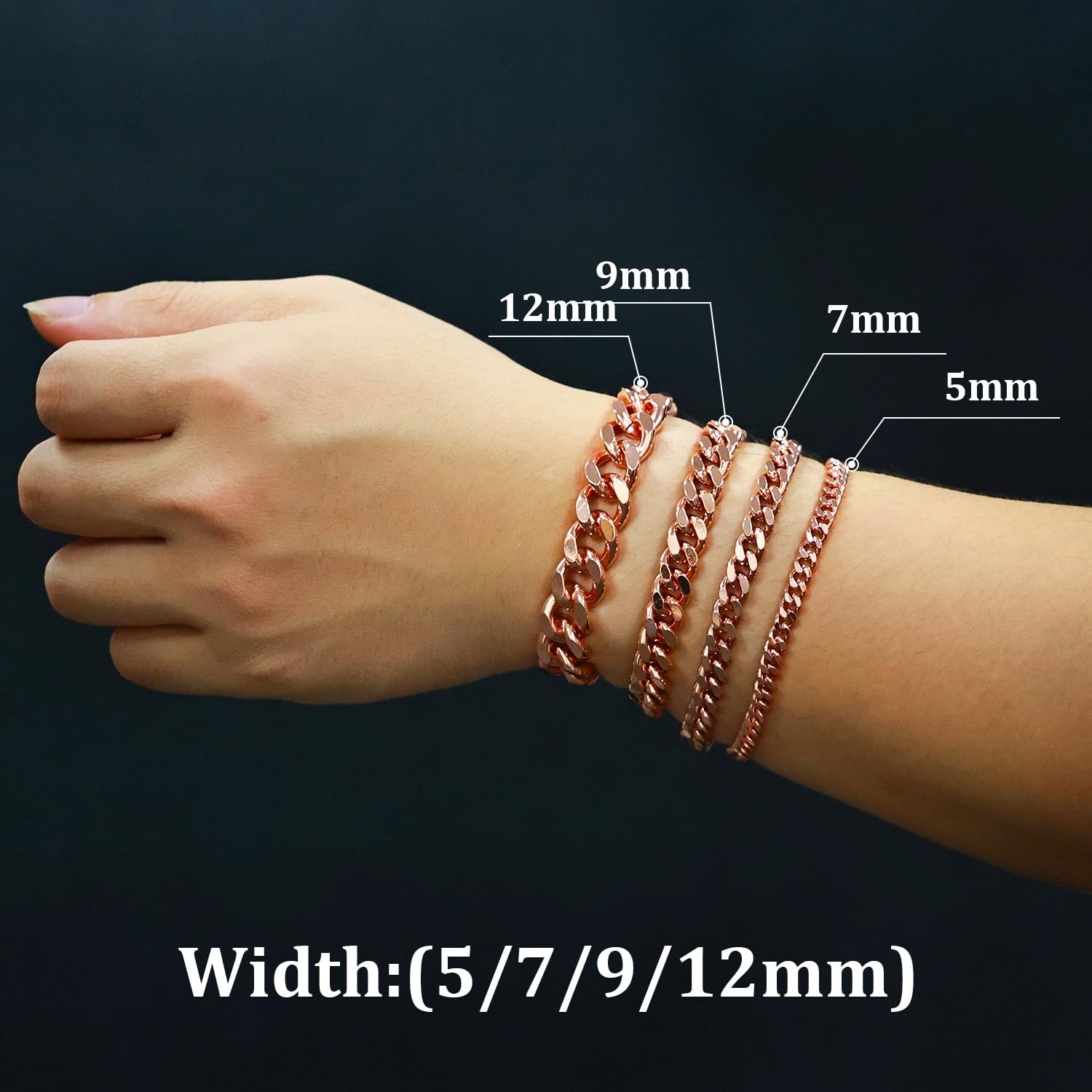 Copper Bracelet for Men & Women – 99.9% Pure Copper Cuban Link Chain – 5mm, 7…